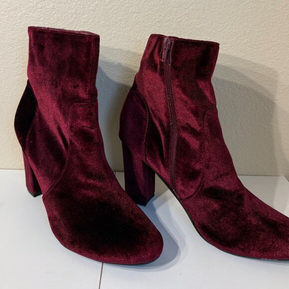 Madden Girl Fancie Burgundy Velvet Boot - Picture 4 of 5